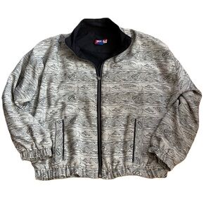Tail Black Gray Patterned Jacket Small Paisley Bomber Vintage Granny